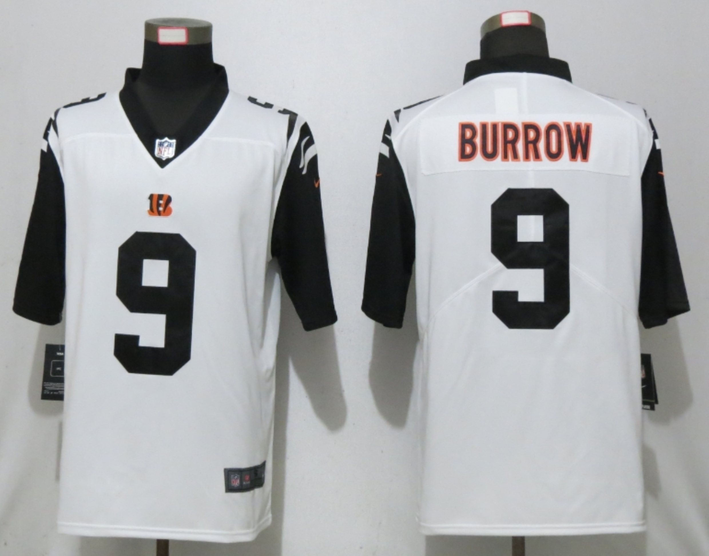 Men New Nike Cincinnati Bengals #9 Burrow White 2nd Alternate Vapor Limited Jersey